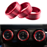 3pcs Blue/ Red/ Silver Aluminum Air Condition Switch Knob Volume Control Knob Ring Cover Trim for Subaru Imprea WRX STI 2014+