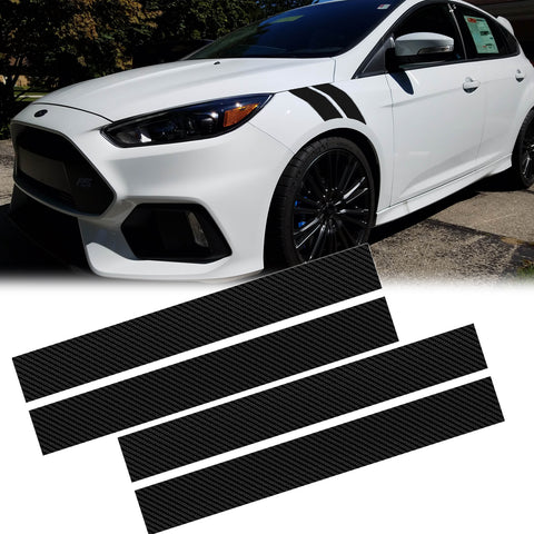 Carbon Fiber Look Hood Hash Mark Fender Racing Rally Stripes Sticker Vinyl Decal