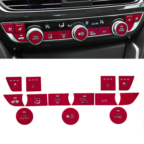 13Pcs Red Aluminum Center Dashboard Switch Cover Trim For Honda Accord 2018-2021