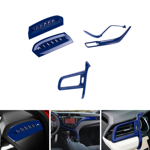 Sporty Blue Console Strip Side AC Air Vent Combo Trim For Toyota Camry 2018-2024