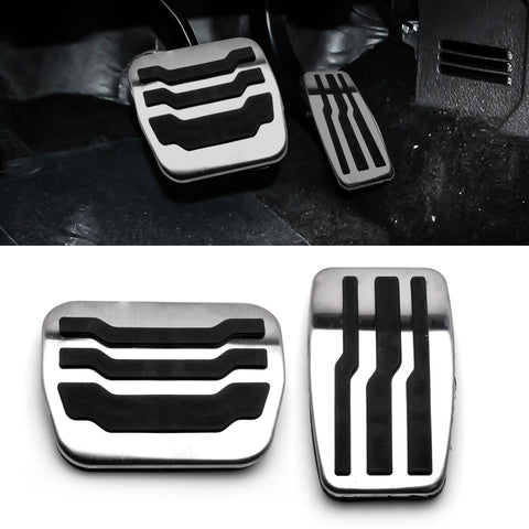 for Ford F-150 2009-2015 Aluminum Accelerator Brake Pedal Cover - Drill Free Anti-slip Gas Brake Paddle Protector - Non-slip Brake Foot Pedal Pad with Rubber Handle - Set of 2