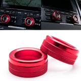 2x Red Alloy Volume Radio Switch Knob Covers For Porsche 911 Cayenne Macan 718