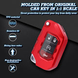 Red Soft TPU Remote Control Smart Key Fob Cover Case For Jeep Wrangler 2018-2021