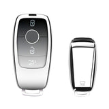 Sliver Soft TPU Full Protect Smart w/Button Key Fob Cover For Mercedes-Benz