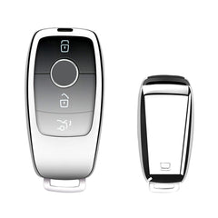 Sliver Soft TPU Full Protect Smart w/Button Key Fob Cover For Mercedes-Benz