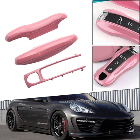 Gloss Pink Remote Key Fob Cover Holder For Porsche Cayenne Panamera 2018-up