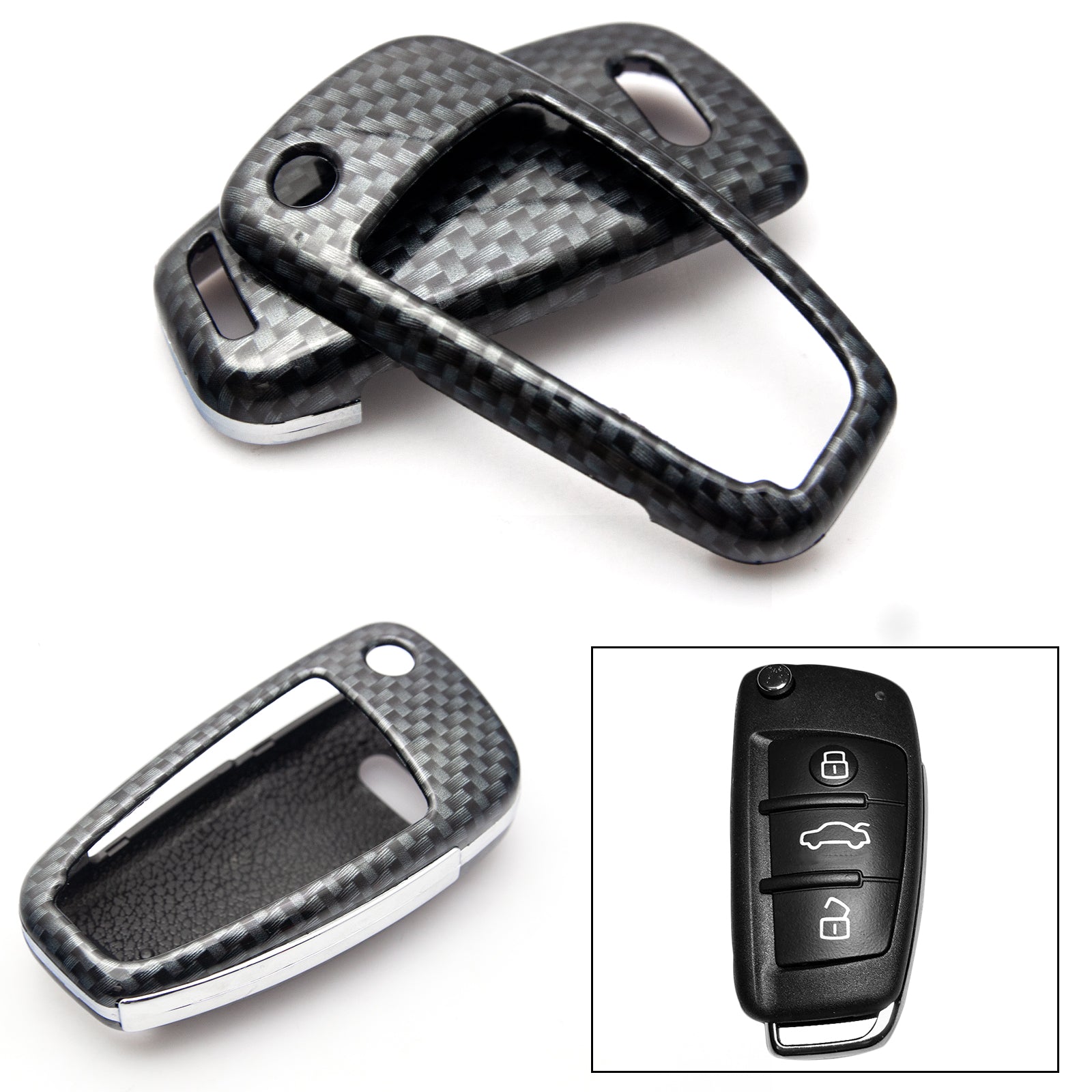 Carbon Fibre Style Key Fob Cover Case Key Shell for Audi A3 A4 A6 A8 T