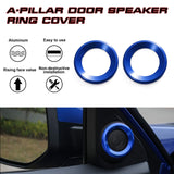 2pcs Glossy Blue Door Audio Speaker Circle Cover For Honda Civic 10th 2016-2021