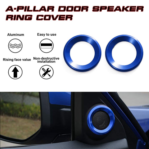 2pcs Glossy Blue Door Audio Speaker Circle Cover For Honda Civic 10th 2016-2021