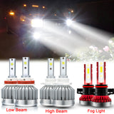 for GMC Sierra 1500 2500 3500 2007-2014 LED Headlights Kit High Low Beam + Fog Light Package 6000K Xenon White