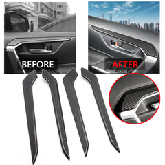 4pcs for Toyota RAV4 2019-2024 Interior Door Panel Armrest Cover Molding Trim ABS Carbon Fiber