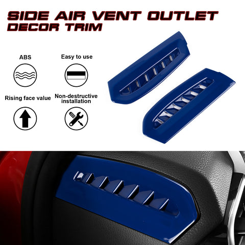 2X Blue ABS Side AC Air Vent Outlet Cover Trims Decor For Toyota Camry 2018-2024