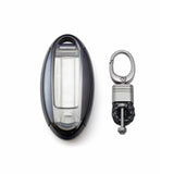 Xotic Tech Black TPU Key Fob Shell Full Cover Case w/ Black Keychain, Compatible with Nissan J10 J11 Note Micra X-Trail T31 T32 Kicks Tiida Infiniti QX80 QX70 QX50 Q50 Q60 Smart Keyless Entry Key