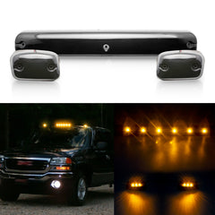 Cab Marker Roof Running Lights Assembly for Chevrolet Silverado 2500HD 3500HD 2007-2020, Amber Trunk LED Cab Roof Marker Light Kit Fit GMC Sierra 2500HD 3500HD 2007-2020