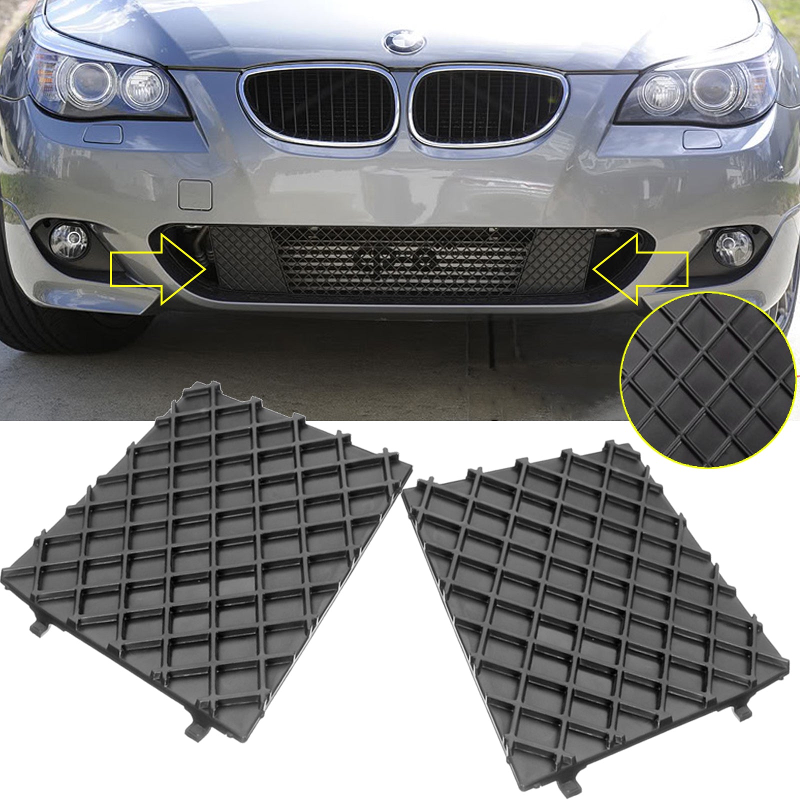 Fydun Right Side Front Bumper Grill Mesh Grille Cover Trim Front Bumper  Grill Cover 1pc for E60 E61 5111 7897 184
