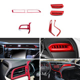 Set Red Console AC Air Vent Passenger Dash Strip Trim For Toyota Camry 2018-2020