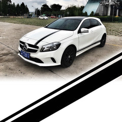 Xotic Tech Left Side Vinyl Car Decal Sporty Stripe Decor Sticker for Mercedes Benz C Class Hood Roof Rear Trunk Black