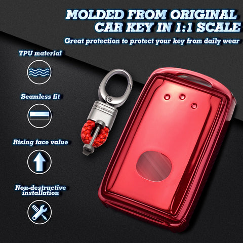 Red Soft TPU Full Protect Remote Smart Key Fob Cover Case For Mazda 3 2019-2021