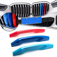 3pcs M-performance TRI Color Grille Kidney Insert Trims Stripe Cover for BMW X Series X5 G05 2019 2020 (7 beam bars)