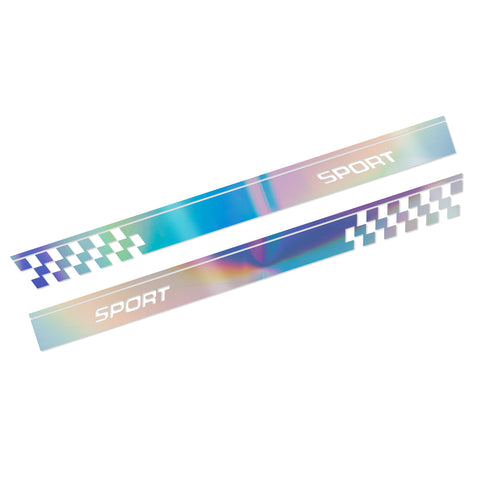 60" NEO Reflective Car Door Body Side Door Vinyl Stripe Graphic Decal Sticker Colorful Checkered Sport Racing Plaid Style 2Pcs