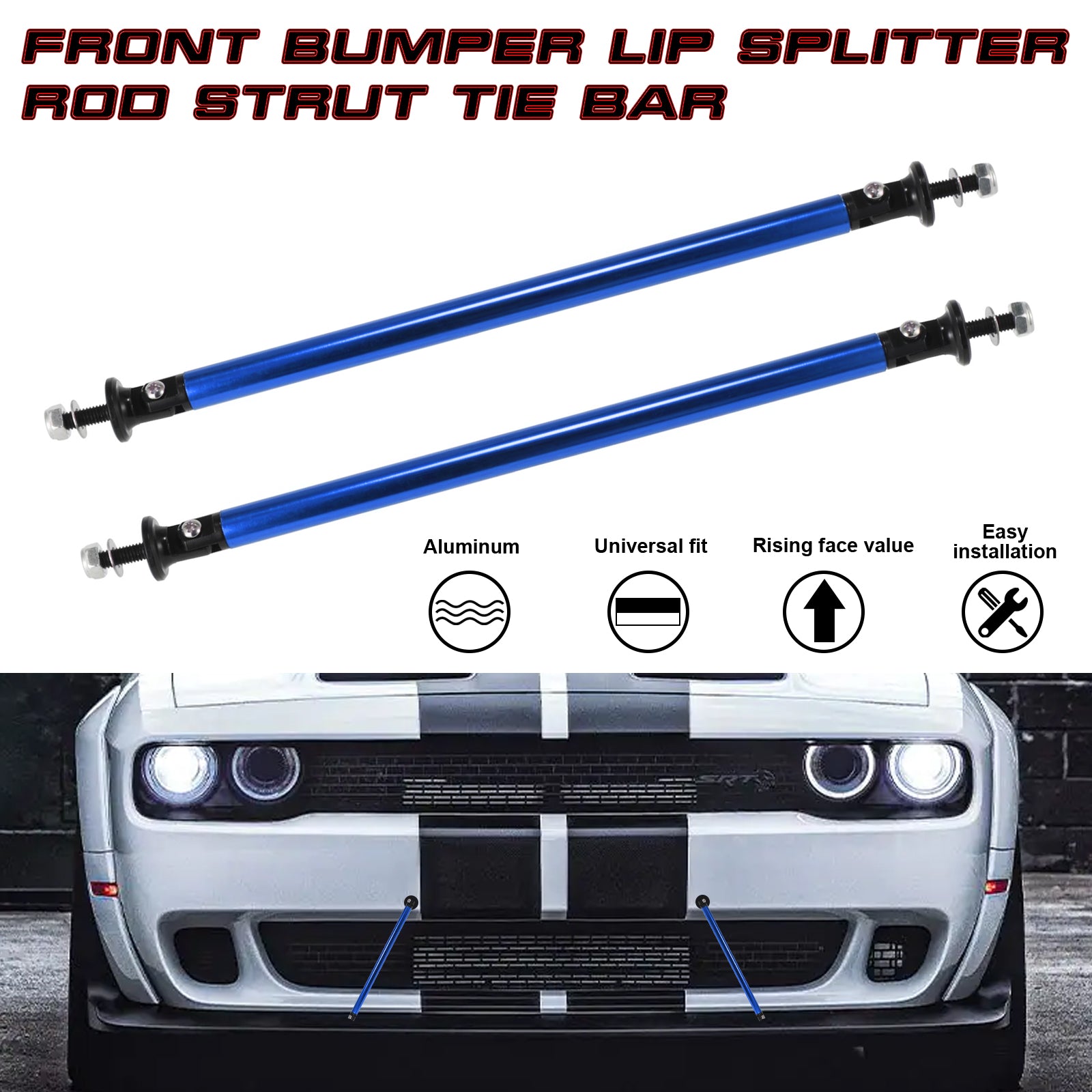 2pcs 200mm 7.87 Car Splitter Support Rods Adjustable Front Rear Bumper Lip Splitter Strut Rod Tie Support Silver Tone 2pcs 200mm 7.87 Car Splitter Support Rods Adjustable Front Rear Bumper Lip Splitter Strut Rod Tie Support Silver Tone