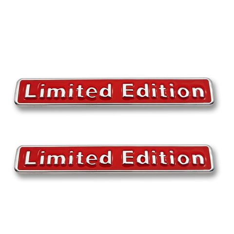 2pcs Universal Limited Edition Logo Emblem Metal Badge Sticker Decal for Side Fender Trunk Compatible with Most Cars (9.5cm x 1.5cm Red)
