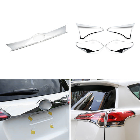 Chrome Front Headlight Eyelid Fog Light Frame Cover For Toyota RAV4 2016-2018