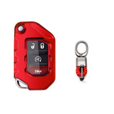Red Soft TPU Anti-dust Remote Control Key Fob Cover w/Keychain For Jeep Wrangler 2018-21