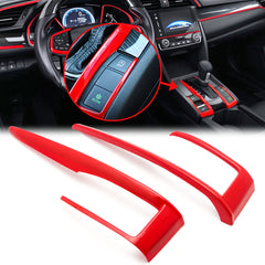 Red Interior Gear Shift Box Frame Cover Trim Transmission Decoration Stickers for Honda Civic 10th Gen 2016 2017 2018 2019 2020