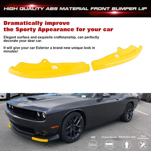 Yellow Bumper Lip Corner Spoiler Trim For Dodge Challenger Scat Pack R/T GT SRT