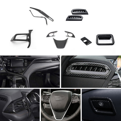 Carbon Style Air Vent Steering Wheel Passenger Glove Box Cover For Camry 2018-24