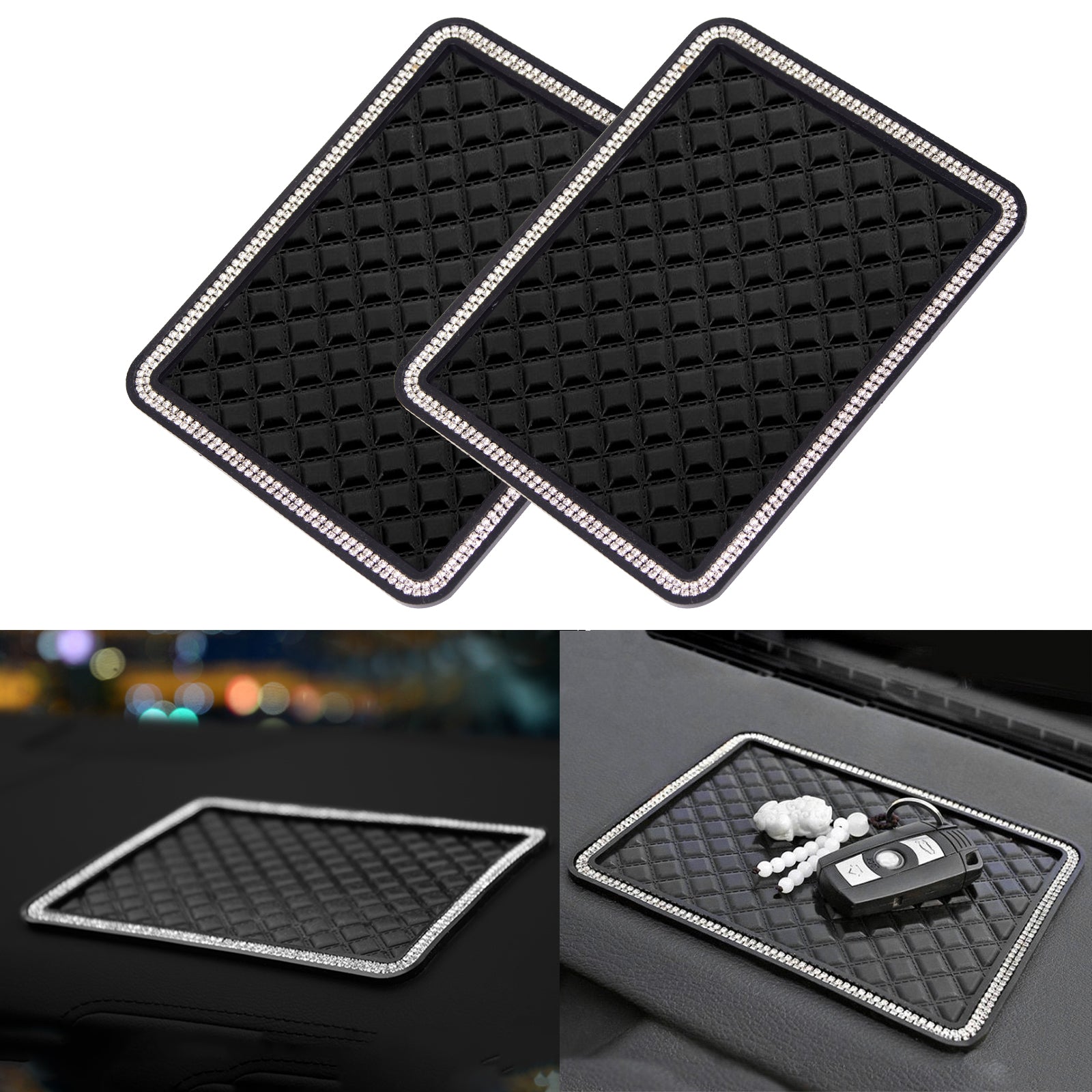 EFORCAR Anti-slip Mat,Car Dashboard Non-slip Pad,Silicone Gel Car Anti-slip  Mat For Cellphone Ornaments Fixed Center Console Grid Holds Cell  Phones,Sunglasses,Coins,Keys etc - Black : : Automotive