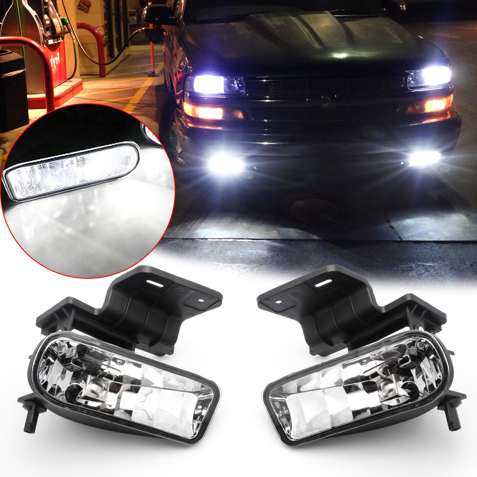 White LED Fog Light w/Bracket for Chevrolet Silverado 1500 2500 3500 1 | Xotic Tech White LED Fog Light w/Bracket for Chevrolet Silverado 1500 2500 3500 1 | Xotic Tech
