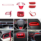 Gloss Red Console Dash Center AC Vent Steering Glove Box Trim For Camry 2018-20