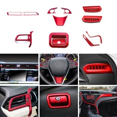 Gloss Red Console Dash Center AC Vent Steering Glove Box Trim For Camry 2018-20