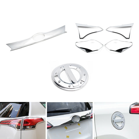 Chrome Gas Tank Cap Rear Trunk Lid Taillight Cover Trim For Toyota RAV4 2016-18