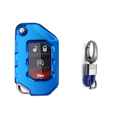 Blue Soft TPU Anti-dust Remote Control Key Fob Cover w/Keychain For Jeep Wrangler 2018-21