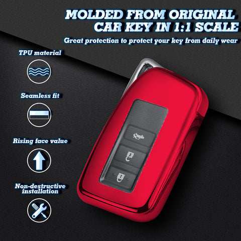 Red Soft TPU Full Protect Smart Remote Control Key For Lexus NX RX 250 GS IS RC 300