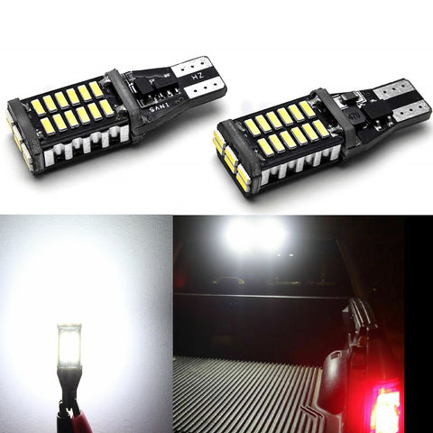 (2) Error Free White High Power T15 LED Bulbs For Back up Reverse Lights 912 921 T10