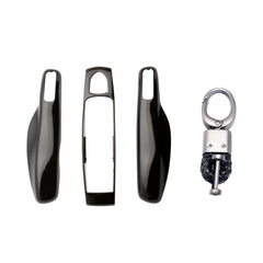 Gloss Black ABS Smart Key Fob Cover Holder w/Keychain For Porsche Macan Carrera 911 Cayenne