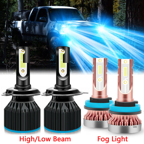 4pcs LED Headlight High Low Beam Fog Light Bulb 8000K Ice Blue for Toyota Tacoma 2012-2015