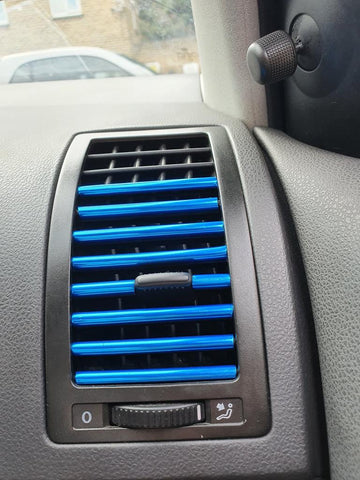 10pcs Car Accessories Interior Soft PVC AC Air Conditioner Outlet Overlay Strip Decoration Cover Trim Kit Universal Fit, Blue