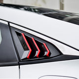 2X Side Air Vent Window Louver Glossy Black w/Red ABS Cover For Honda Civic 2022