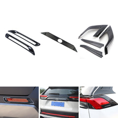 Set Carbon Fiber Style Exterior Rear Fog Light Tail Light Trunk Lid Frame Accessories Cover Trim Combo Kit, Compatible with Toyota Rav4 2019-2024