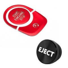 Red Aluminum Engine Start + Black Cigarette Lighter Eject Button Trim For Benz A