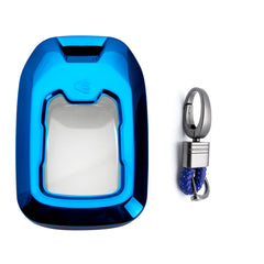 Blue Soft TPU Full Protect w/Button Key Fob Cover w/Keychain For Chevy GMC Yukon/XL/Denali