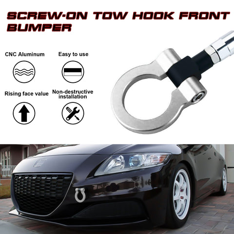 Front Bumper Silver JDM Track Racing Style Tow Hook For Honda Fit Insight CRZ