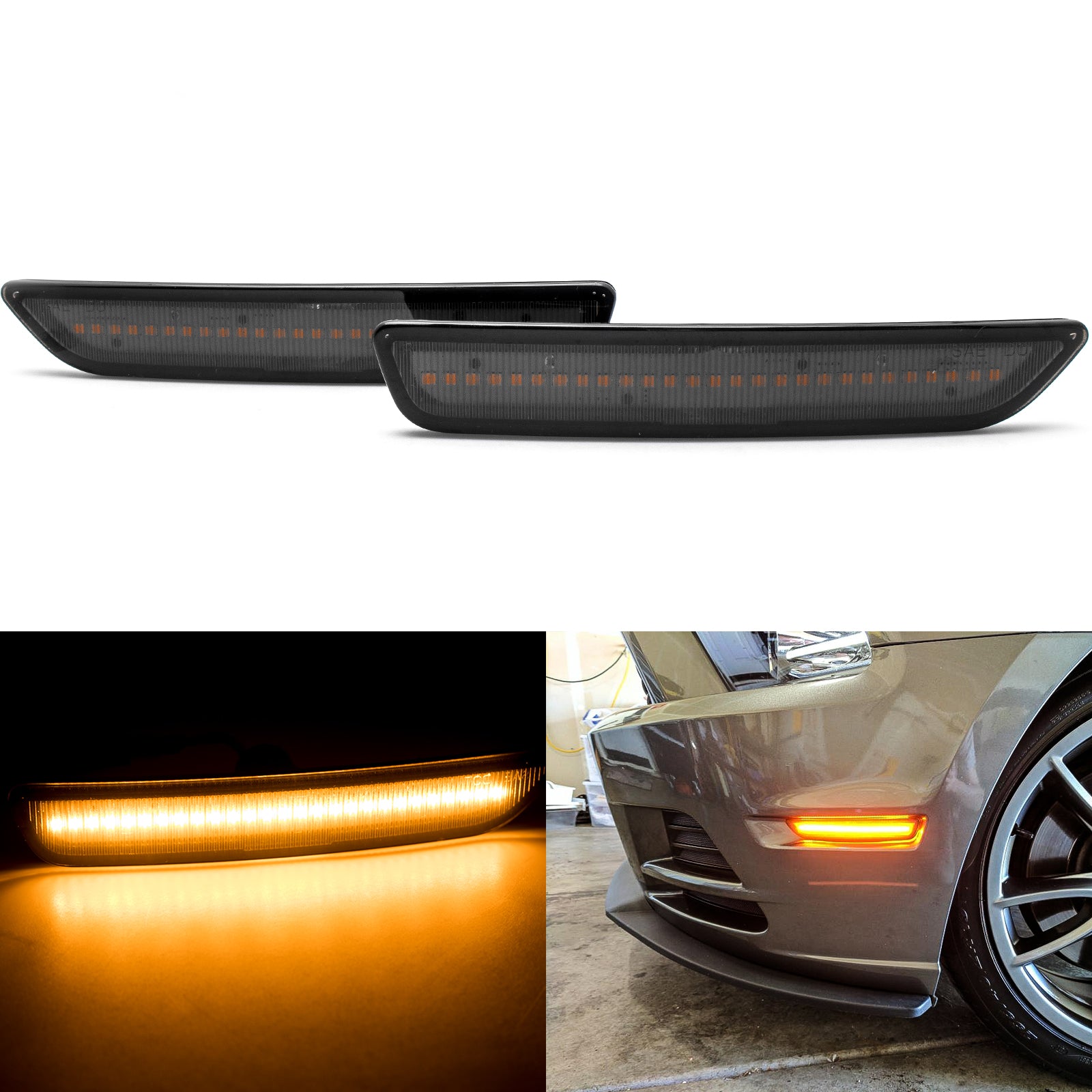 2x Amber LED Front Side Marker Light Running Pony Kit For 2010-2014 Ford Mustang 2x Amber LED Front Side Marker Light Running Pony Kit For 2010-2014 Ford Mustang