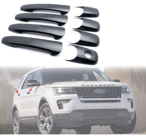 Carbon Fiber Look Side Door Handle Moulding Cover Guard Trim for Ford Edge Fusion Mustang Lincoln MKZ MKX 2007-2010