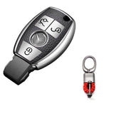 Full Protection Silver Smart Key Fob Cover Case Shell w/Keychain For Mercedes Benz 3 Button